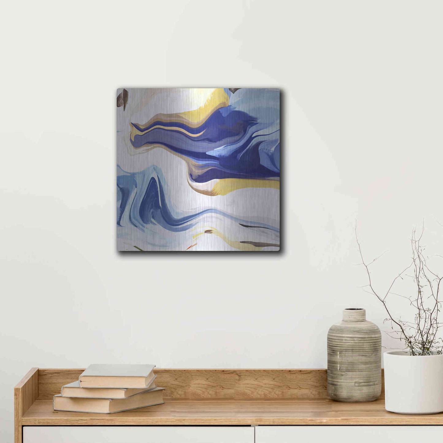 Luxe Metal Art 'Abstract Colorful Flows 16' by Irena Orlov Metal Wall Art,12x12