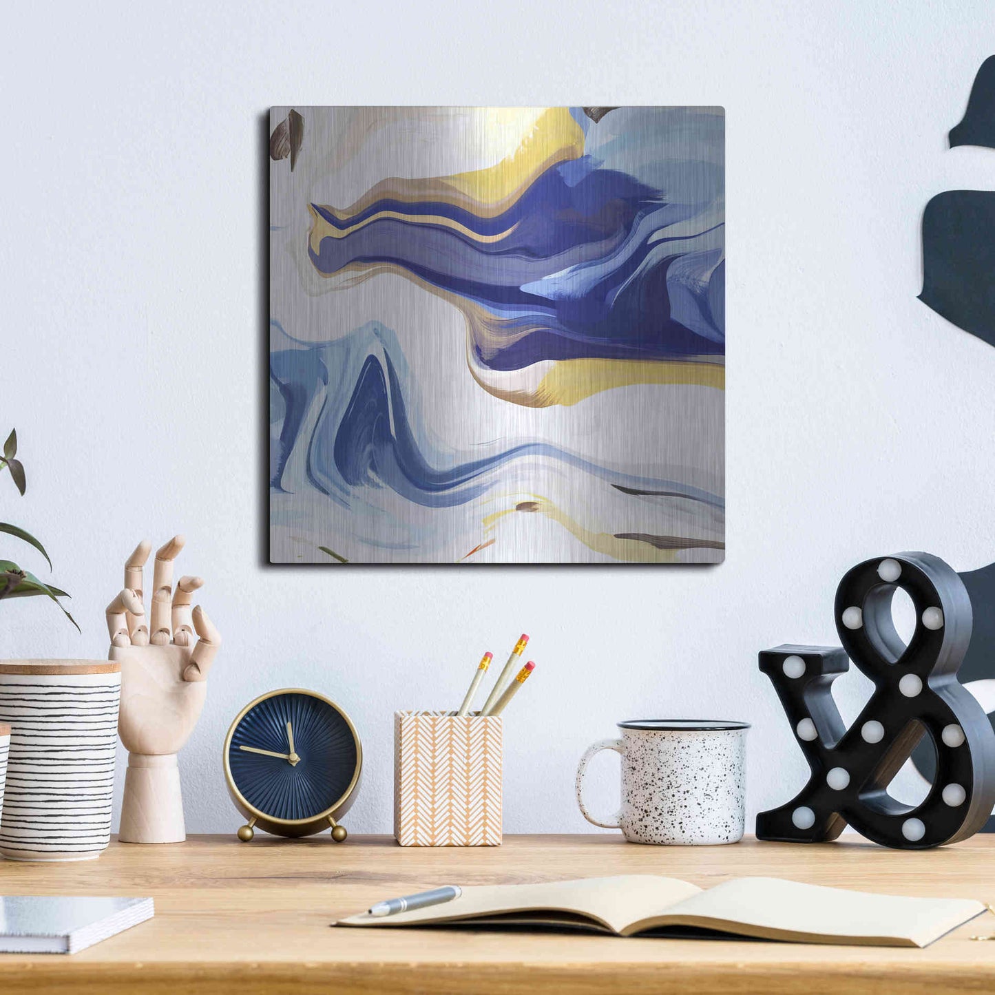 Luxe Metal Art 'Abstract Colorful Flows 16' by Irena Orlov Metal Wall Art,12x12