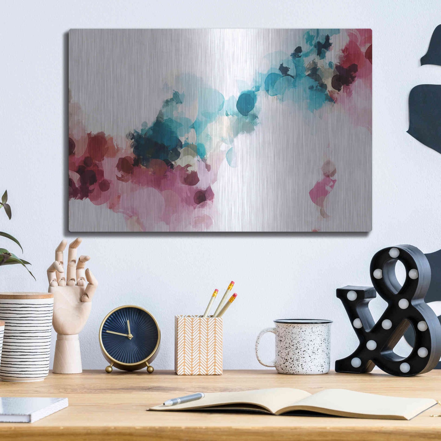 Luxe Metal Art 'Abstract Colorful Flows 17' by Irena Orlov Metal Wall Art,16x12