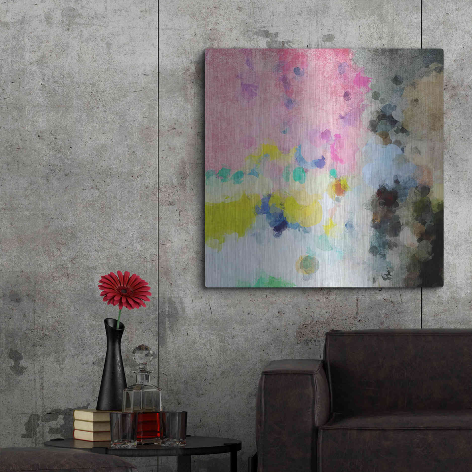 Luxe Metal Art 'Abstract Colorful Flows 19' by Irena Orlov Metal Wall Art,36x36