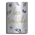 Luxe Metal Art 'Live Beautifully BW' by Sara Zieve Miller, Metal Wall Art