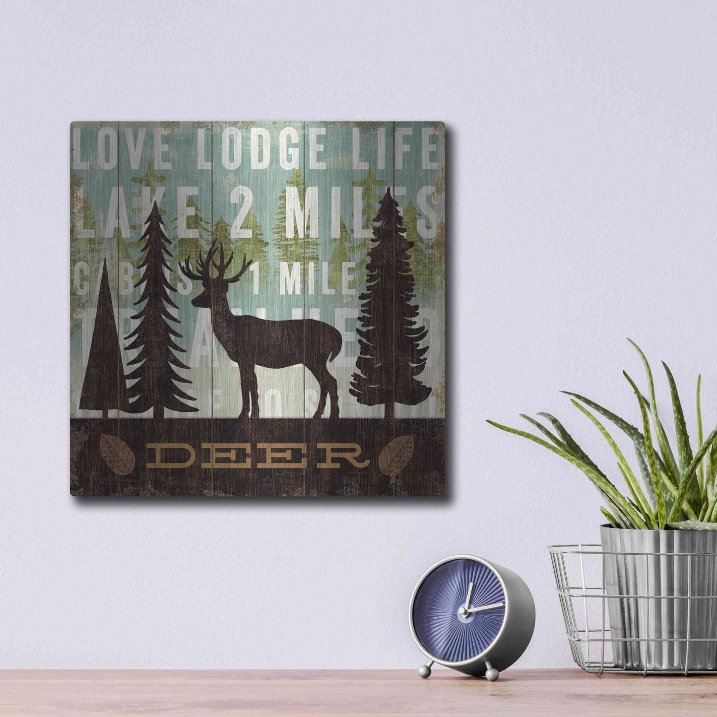 Luxe Metal Art 'Simple Living Deer' by Michael Mullan, Metal Wall Art,12x12