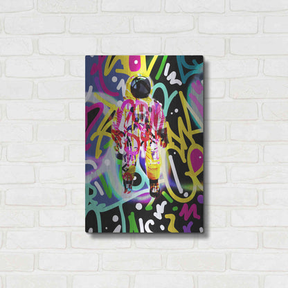 Luxe Metal Art 'Colorful Astronaut Graffiti Art 12' by Irena Orlov Metal Wall Art,16x24