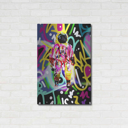 Luxe Metal Art 'Colorful Astronaut Graffiti Art 12' by Irena Orlov Metal Wall Art,24x36