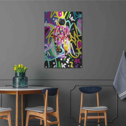 Luxe Metal Art 'Colorful Astronaut Graffiti Art 12' by Irena Orlov Metal Wall Art,24x36