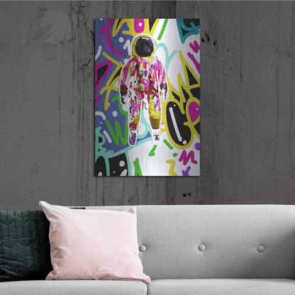 Luxe Metal Art 'Colorful Astronaut Graffiti Art 6 ' by Irena Orlov Metal Wall Art,24x36