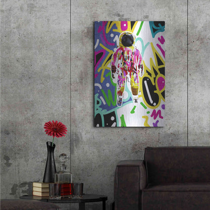 Luxe Metal Art 'Colorful Astronaut Graffiti Art 6 ' by Irena Orlov Metal Wall Art,24x36