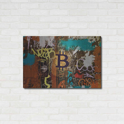 Luxe Metal Art 'Graffiti Bitcoin 1' by Irena Orlov Metal Wall Art,36x24