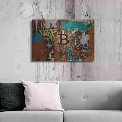 Luxe Metal Art 'Graffiti Bitcoin 1' by Irena Orlov Metal Wall Art,36x24