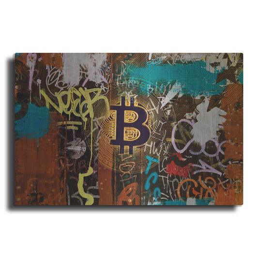 Luxe Metal Art 'Graffiti Bitcoin 1' by Irena Orlov Metal Wall Art