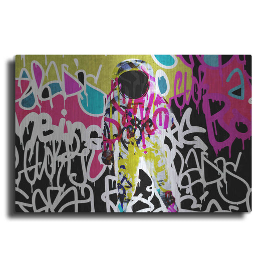 Luxe Metal Art 'Astronaut Graffiti Art 5' by Irena Orlov Metal Wall Art