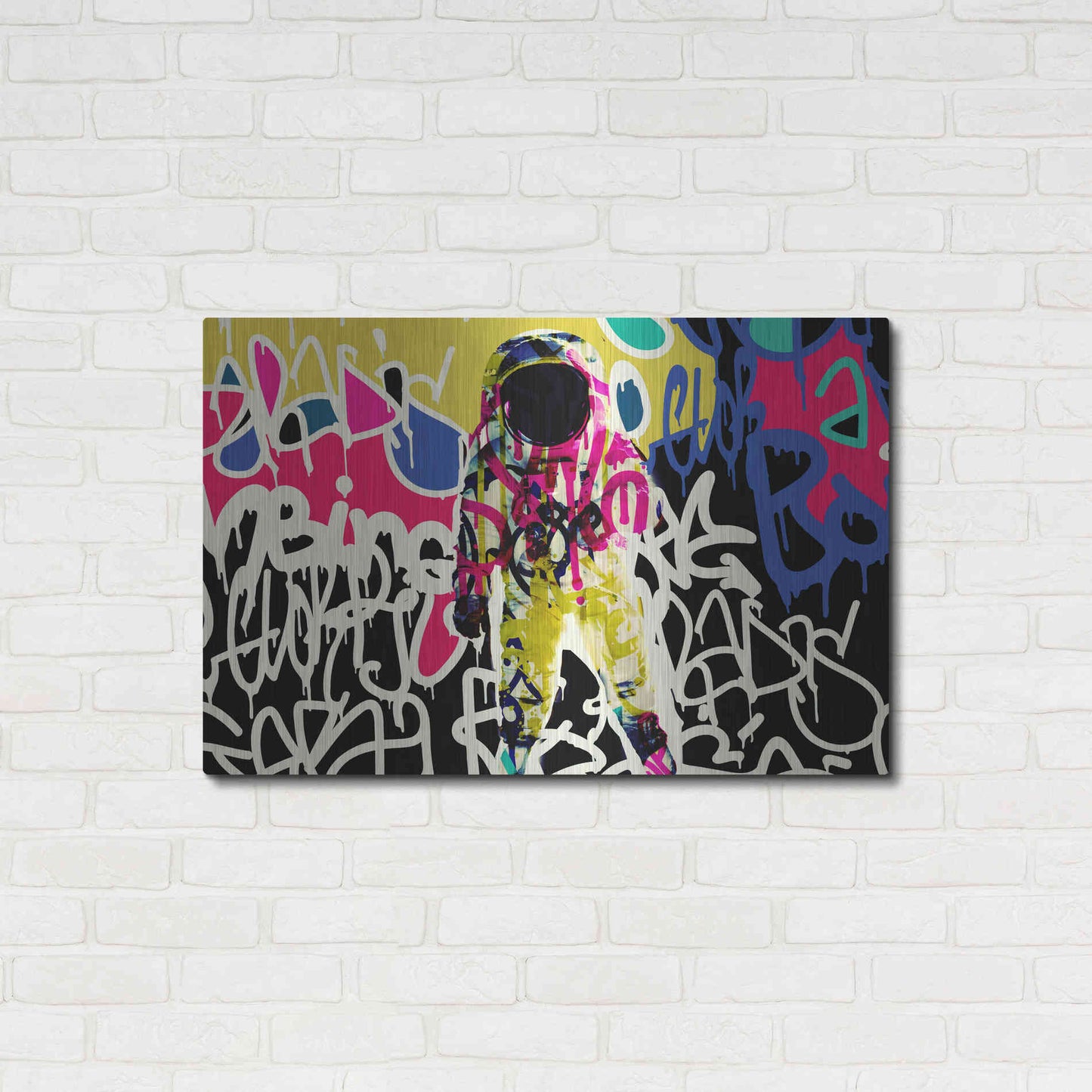 Luxe Metal Art 'Astronaut Graffiti Art 17' by Irena Orlov Metal Wall Art,36x24