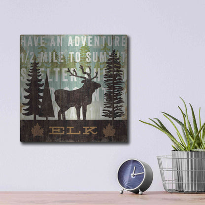 Luxe Metal Art 'Simple Living Elk' by Michael Mullan, Metal Wall Art,12x12