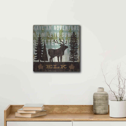 Luxe Metal Art 'Simple Living Elk' by Michael Mullan, Metal Wall Art,12x12