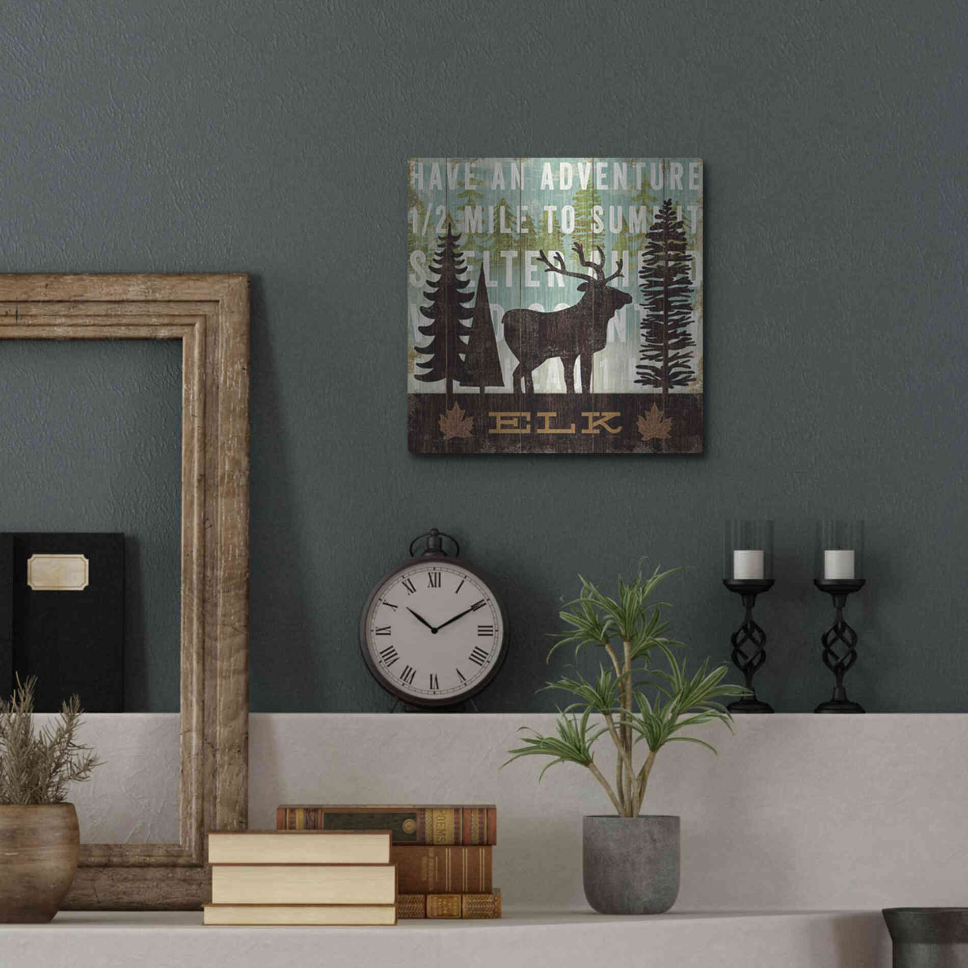 Luxe Metal Art 'Simple Living Elk' by Michael Mullan, Metal Wall Art,12x12