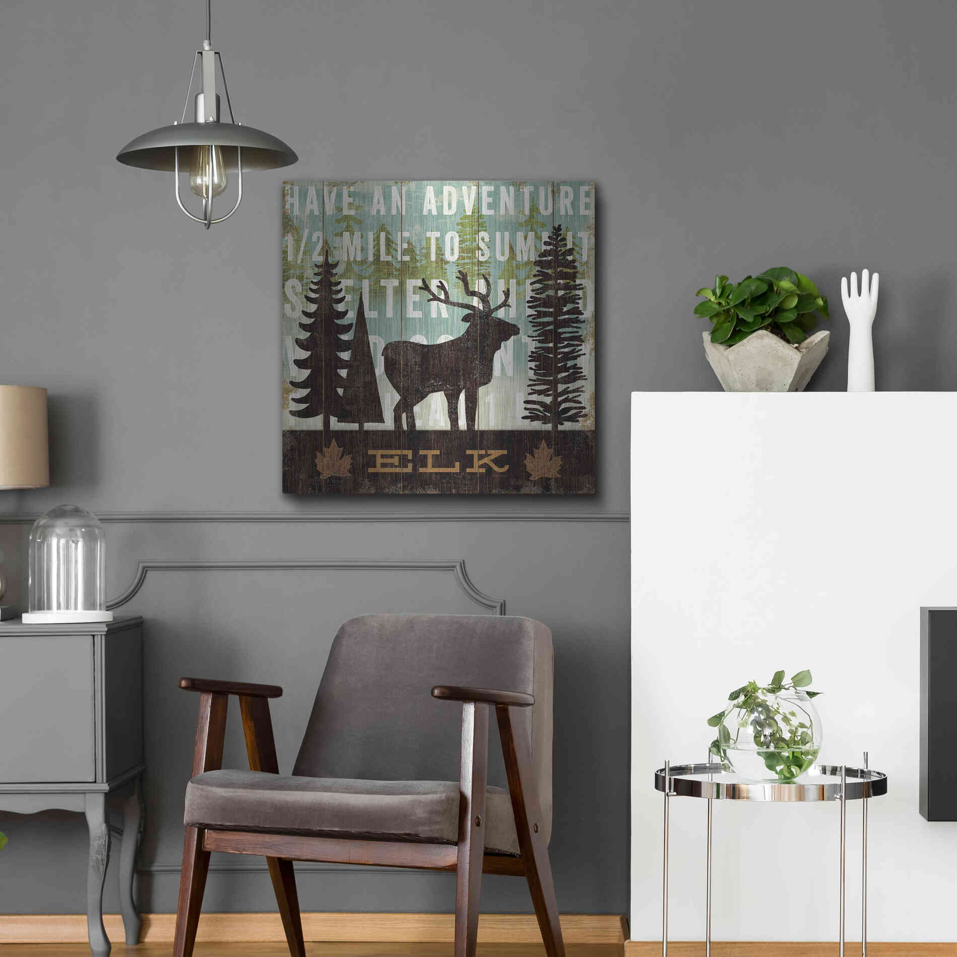 Luxe Metal Art 'Simple Living Elk' by Michael Mullan, Metal Wall Art,24x24