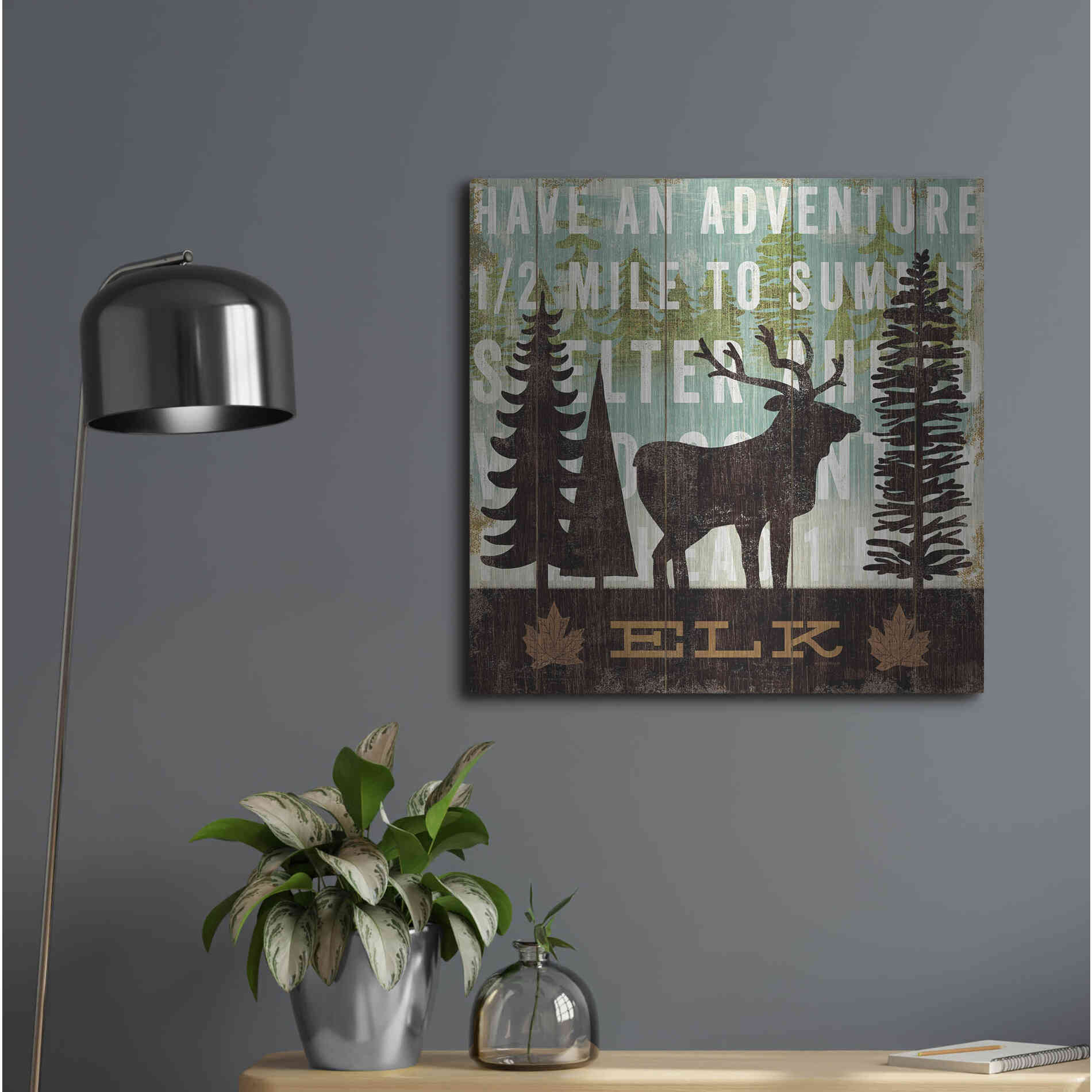 Luxe Metal Art 'Simple Living Elk' by Michael Mullan, Metal Wall Art,24x24