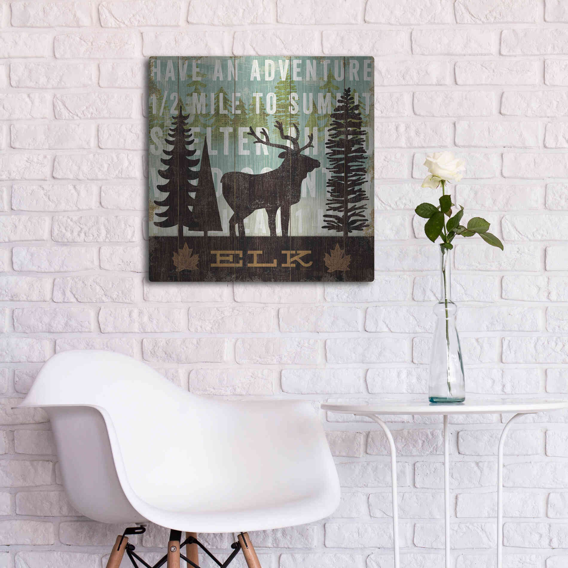 Luxe Metal Art 'Simple Living Elk' by Michael Mullan, Metal Wall Art,24x24