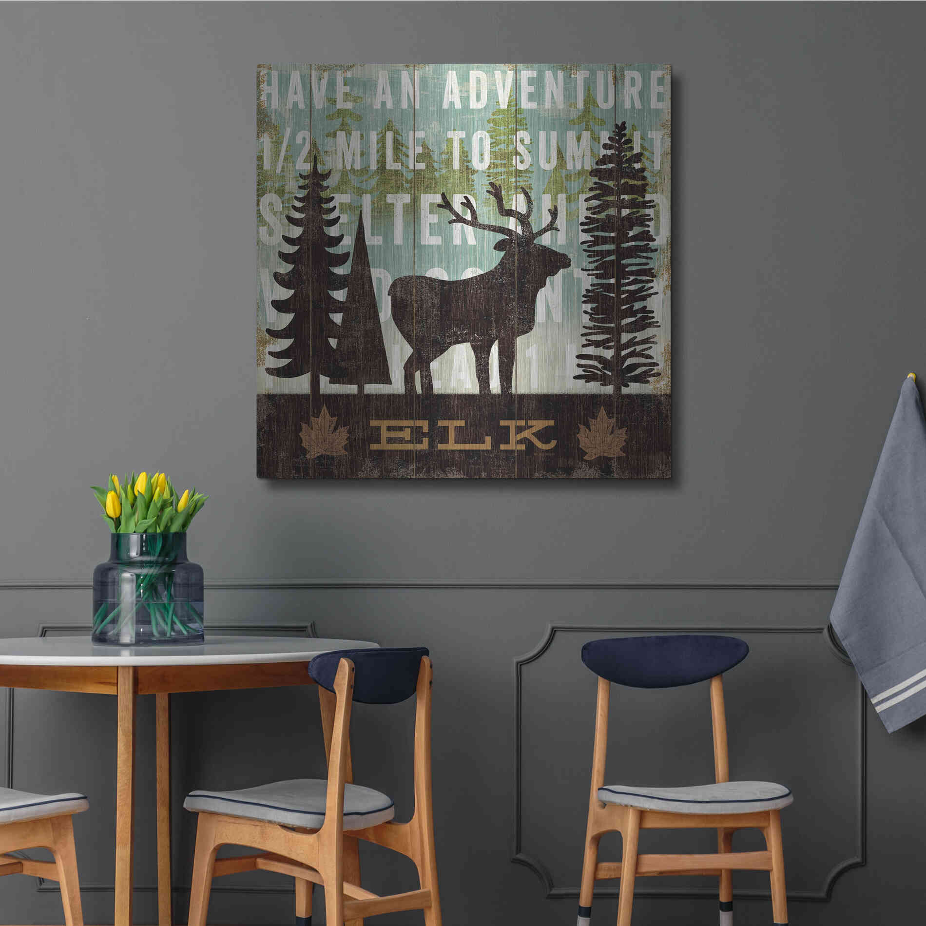 Luxe Metal Art 'Simple Living Elk' by Michael Mullan, Metal Wall Art,36x36