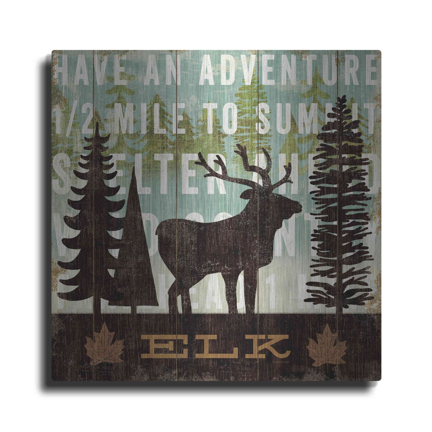 Luxe Metal Art 'Simple Living Elk' by Michael Mullan, Metal Wall Art