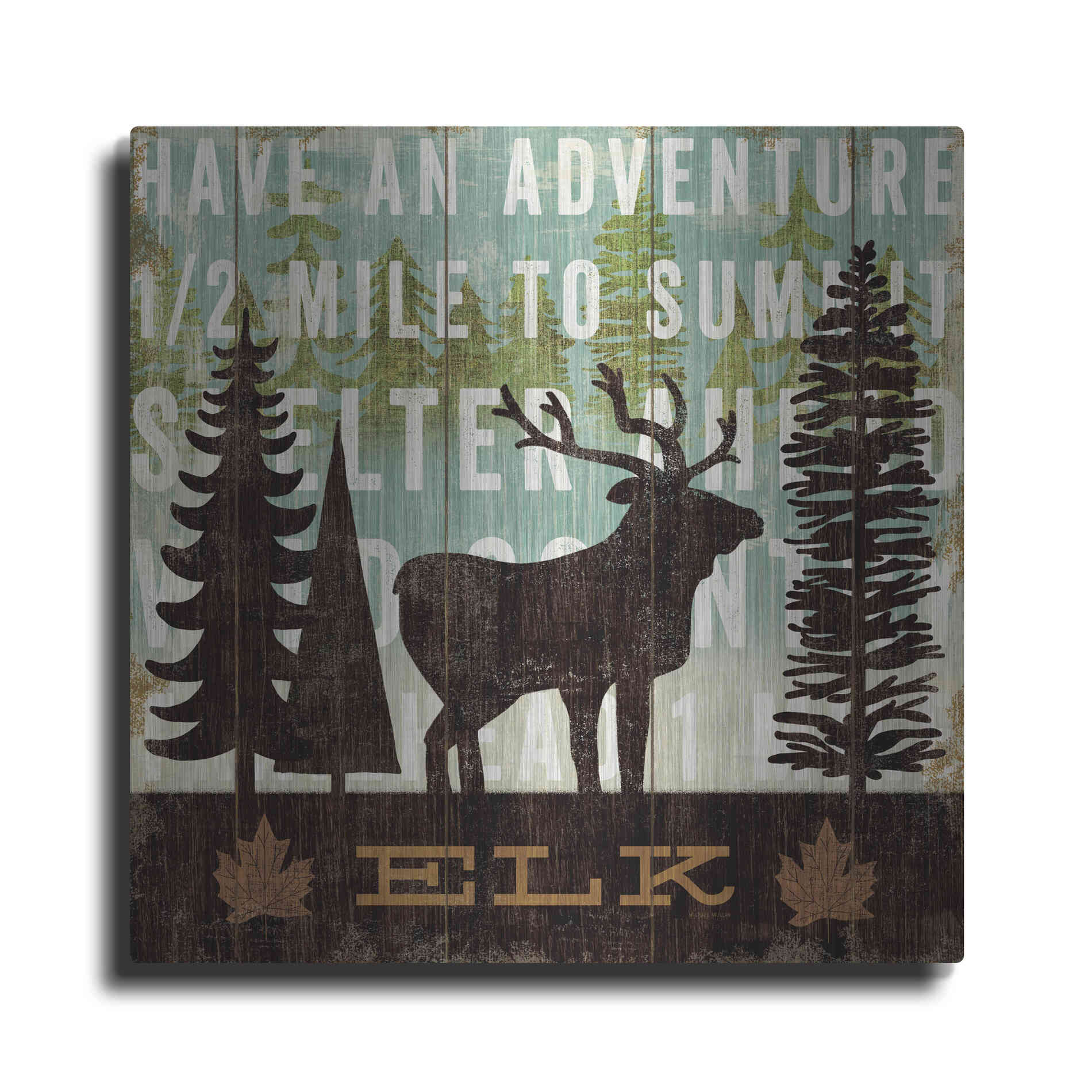 Luxe Metal Art 'Simple Living Elk' by Michael Mullan, Metal Wall Art