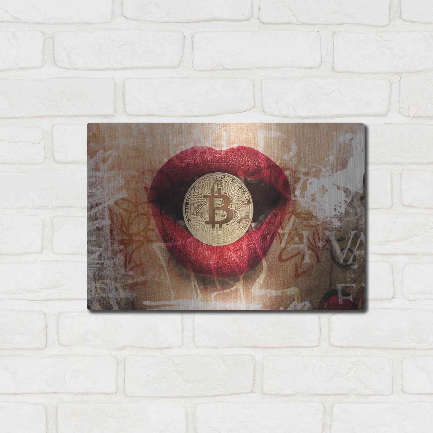 Luxe Metal Art 'I Love Bitcoin 4' by Irena Orlov Metal Wall Art,16x12