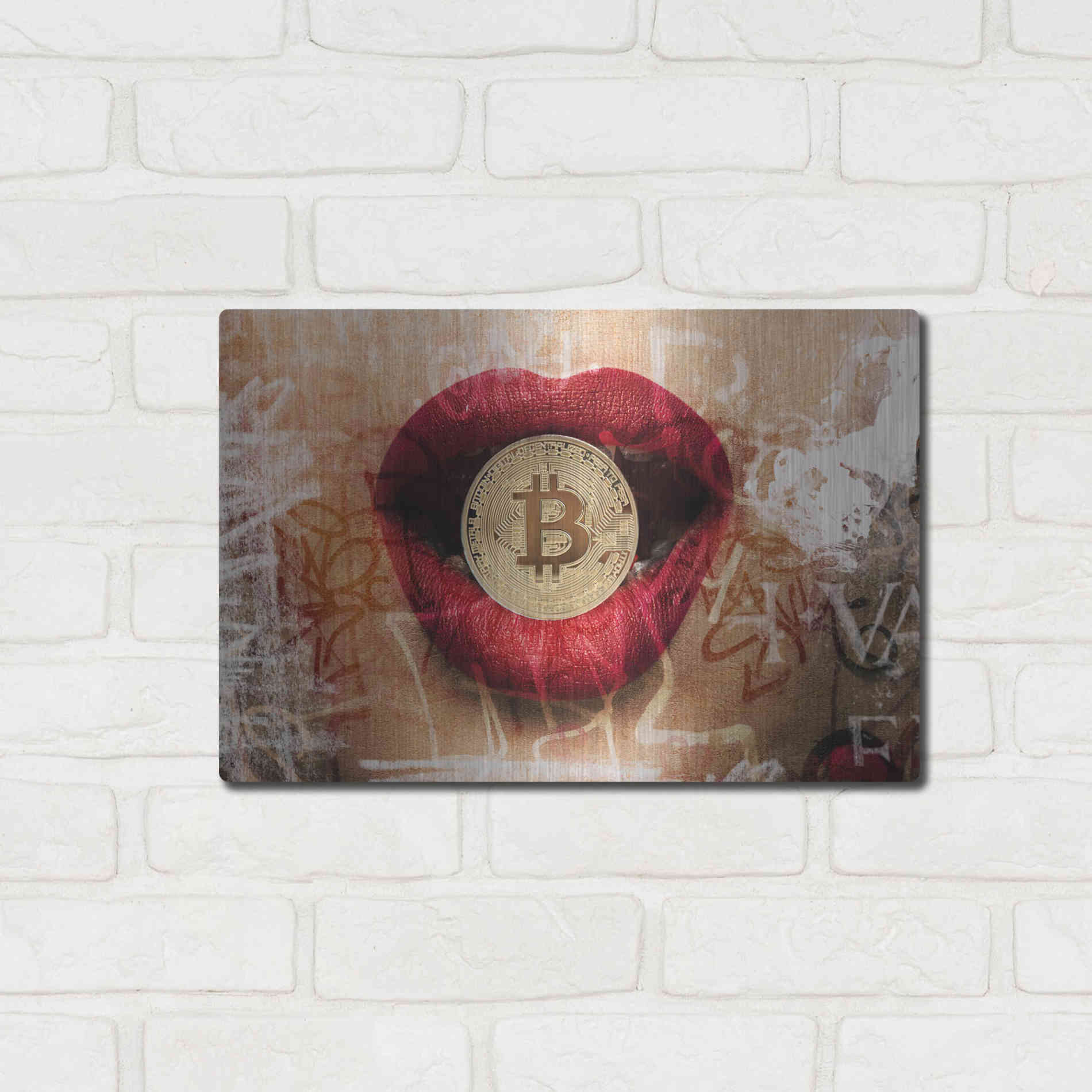 Luxe Metal Art 'I Love Bitcoin 4' by Irena Orlov Metal Wall Art,16x12