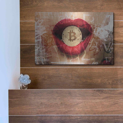 Luxe Metal Art 'I Love Bitcoin 4' by Irena Orlov Metal Wall Art,16x12