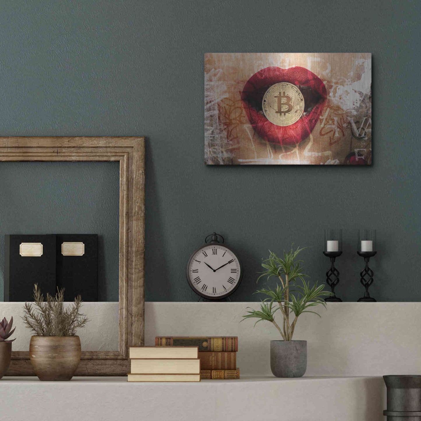 Luxe Metal Art 'I Love Bitcoin 4' by Irena Orlov Metal Wall Art,16x12