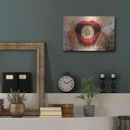 Luxe Metal Art 'I Love Bitcoin 4' by Irena Orlov Metal Wall Art,16x12