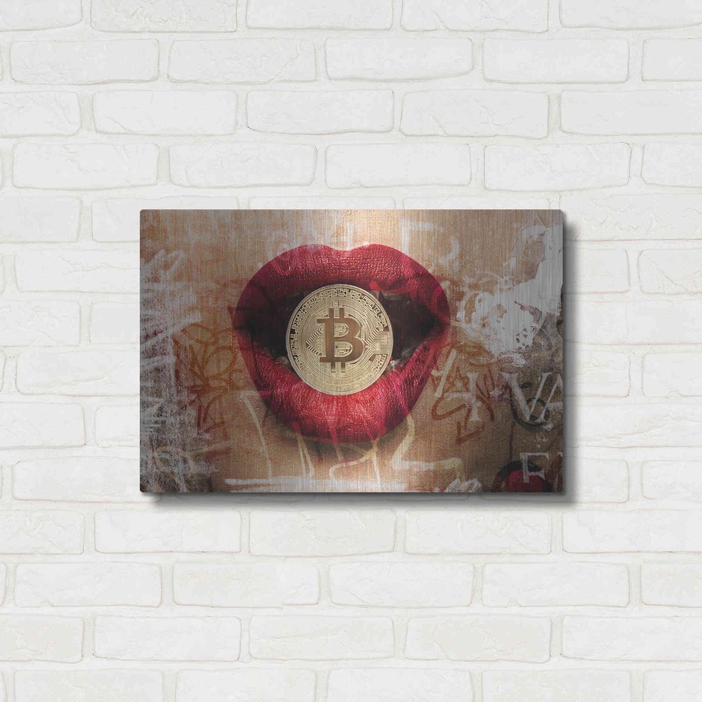 Luxe Metal Art 'I Love Bitcoin 4' by Irena Orlov Metal Wall Art,24x16