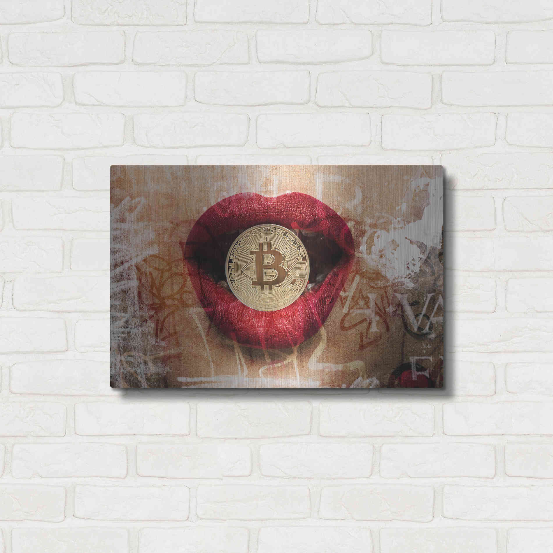 Luxe Metal Art 'I Love Bitcoin 4' by Irena Orlov Metal Wall Art,24x16