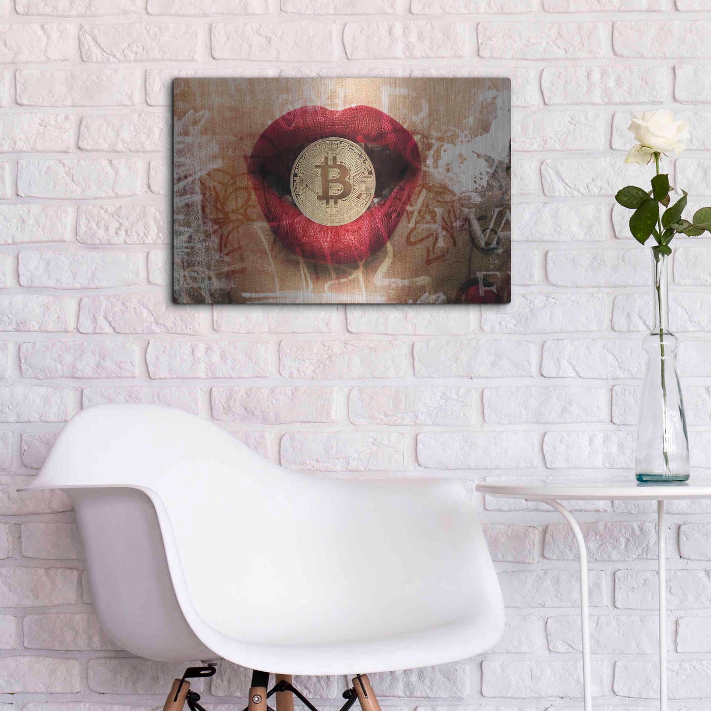 Luxe Metal Art 'I Love Bitcoin 4' by Irena Orlov Metal Wall Art,24x16