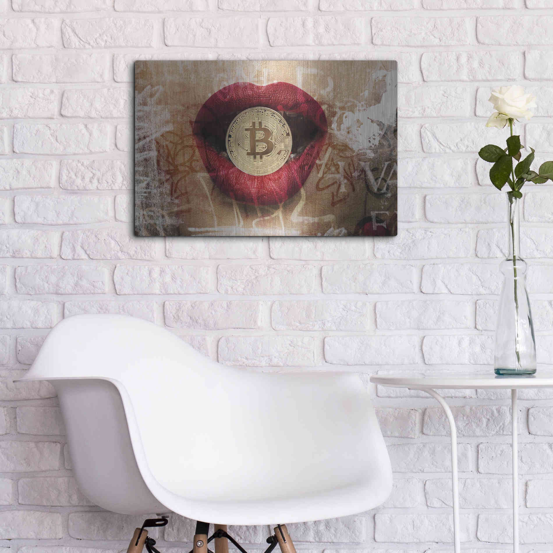 Luxe Metal Art 'I Love Bitcoin 4' by Irena Orlov Metal Wall Art,24x16