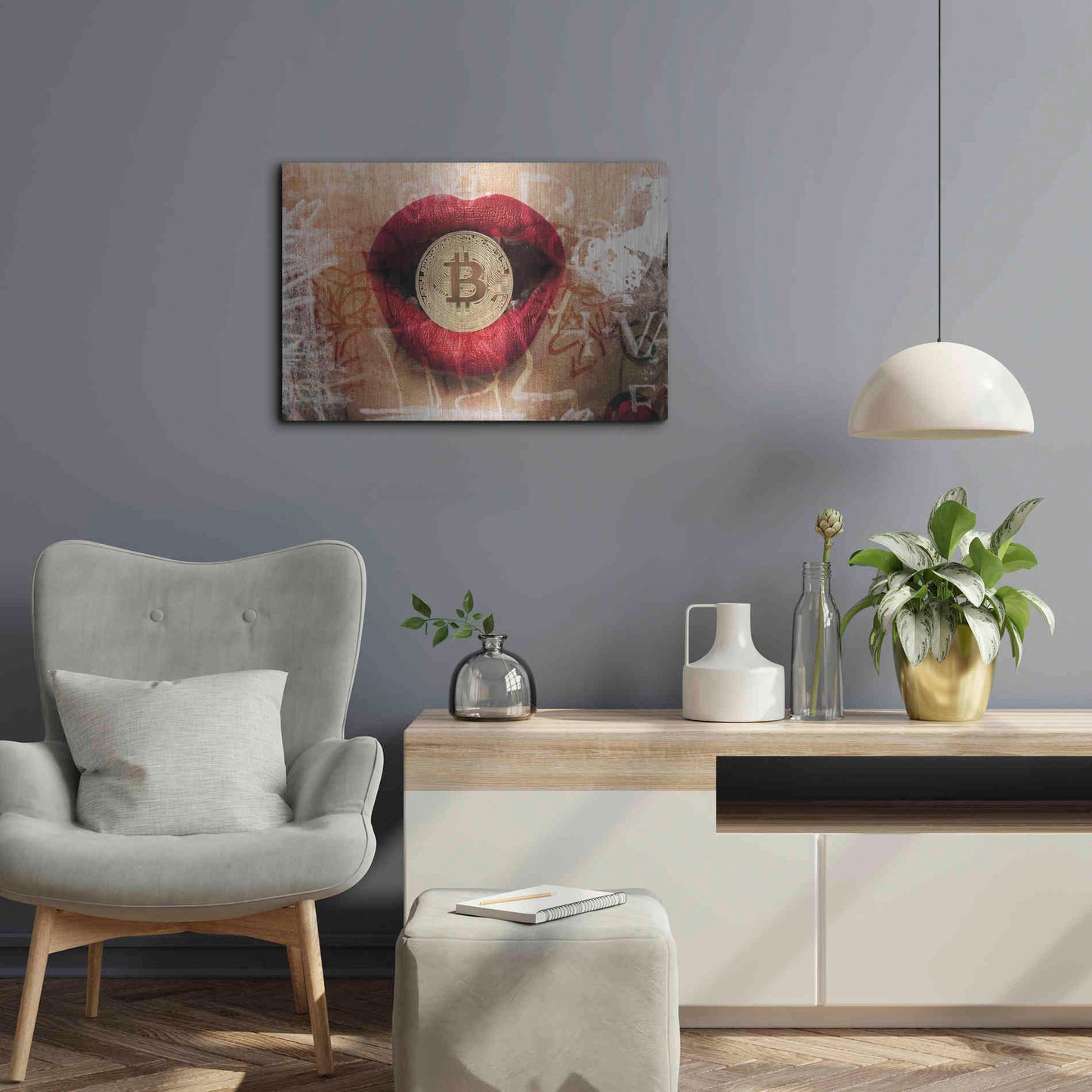 Luxe Metal Art 'I Love Bitcoin 4' by Irena Orlov Metal Wall Art,24x16