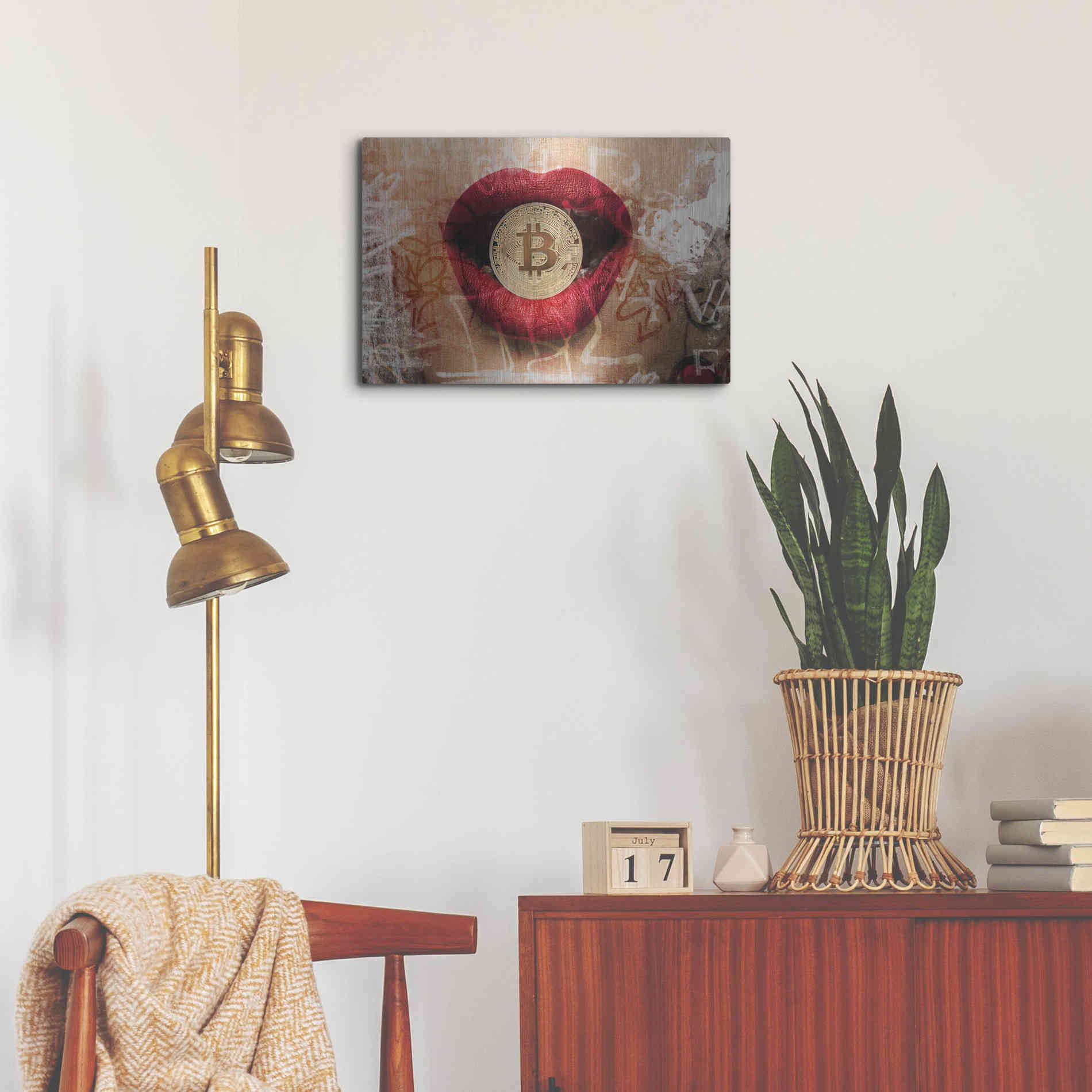Luxe Metal Art 'I Love Bitcoin 4' by Irena Orlov Metal Wall Art,24x16