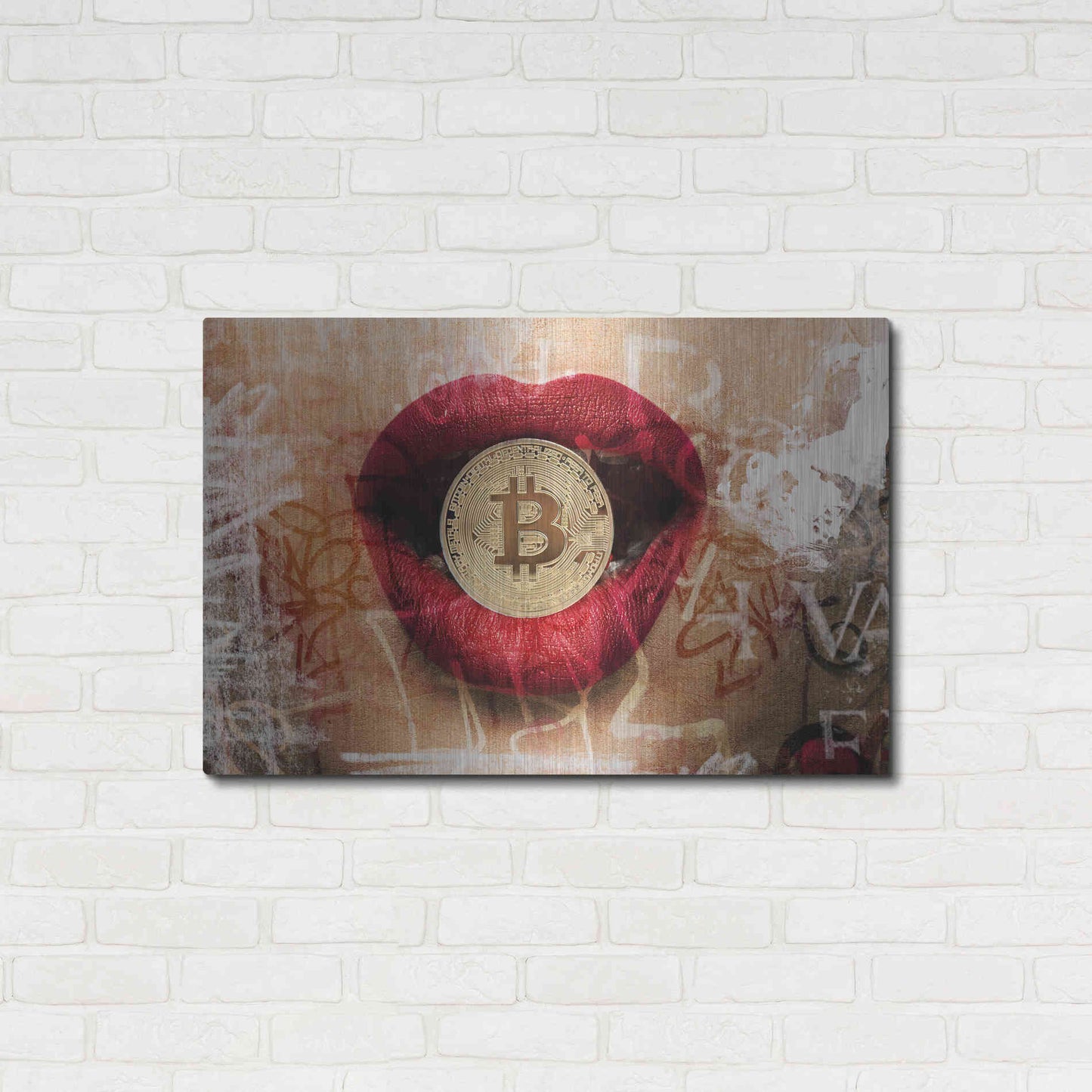 Luxe Metal Art 'I Love Bitcoin 4' by Irena Orlov Metal Wall Art,36x24