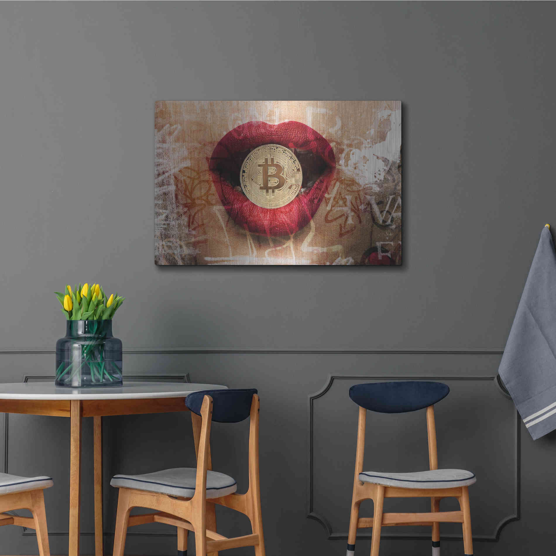 Luxe Metal Art 'I Love Bitcoin 4' by Irena Orlov Metal Wall Art,36x24