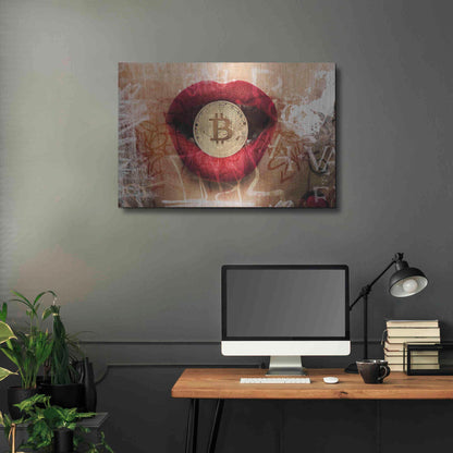 Luxe Metal Art 'I Love Bitcoin 4' by Irena Orlov Metal Wall Art,36x24