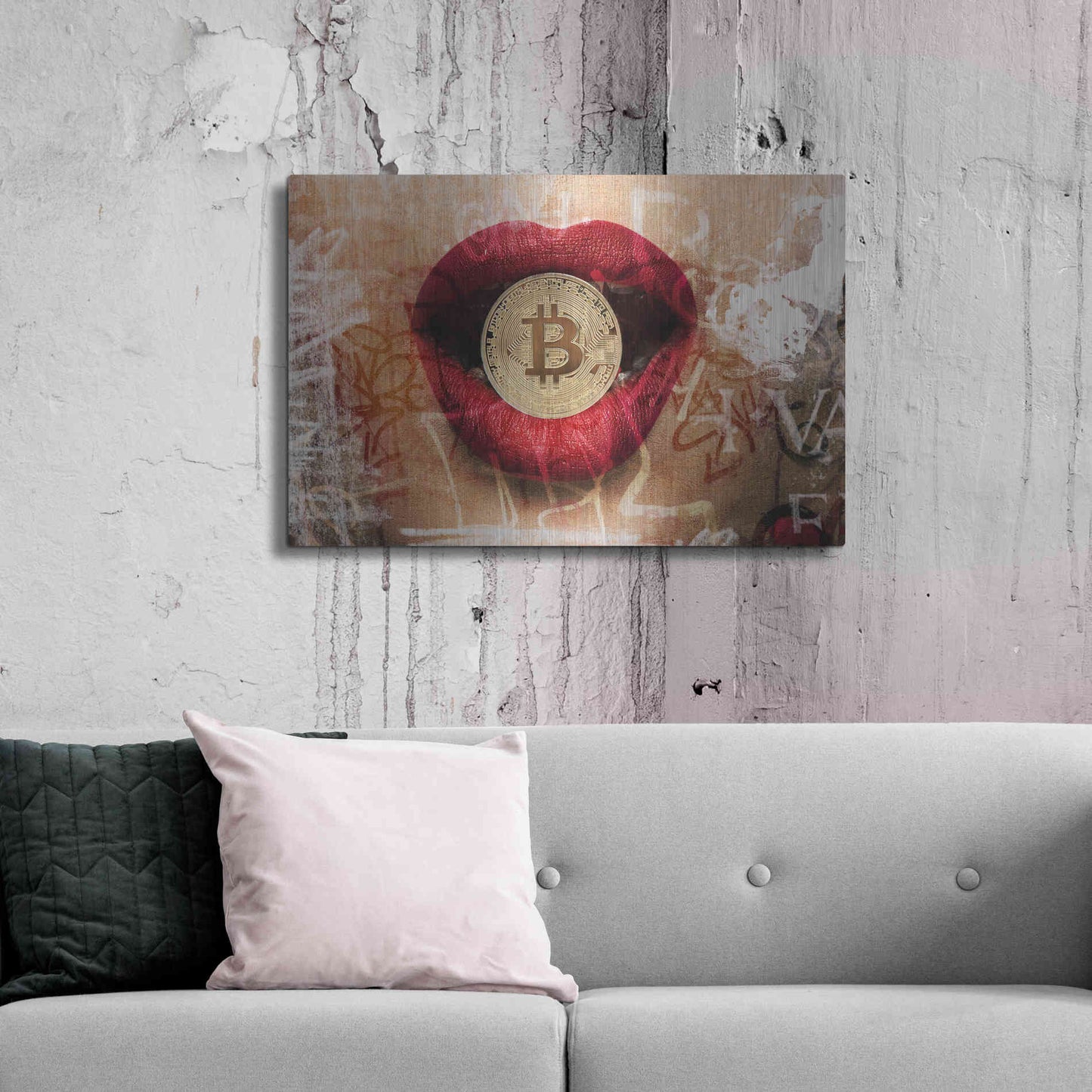 Luxe Metal Art 'I Love Bitcoin 4' by Irena Orlov Metal Wall Art,36x24