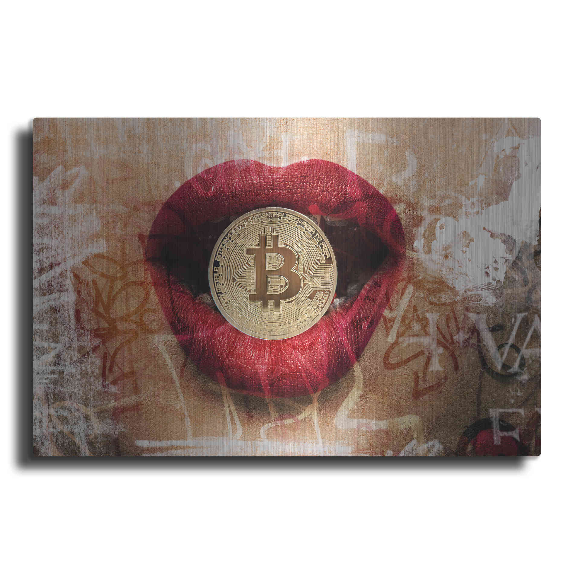 Luxe Metal Art 'I Love Bitcoin 4' by Irena Orlov Metal Wall Art