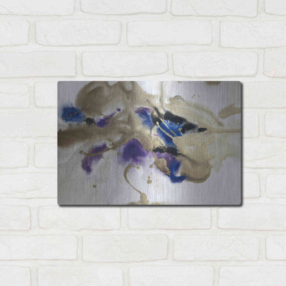 Luxe Metal Art 'Gold In Blue Watercolor Abstract 2' by Irena Orlov Metal Wall Art,16x12