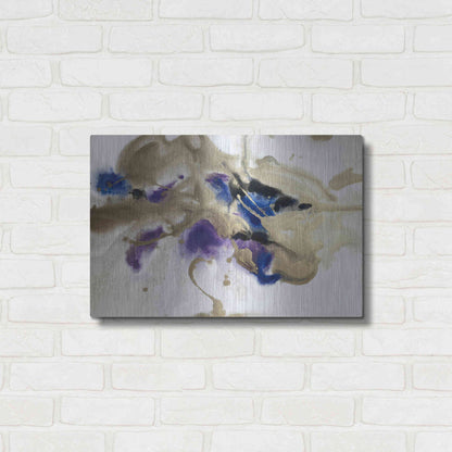 Luxe Metal Art 'Gold In Blue Watercolor Abstract 2' by Irena Orlov Metal Wall Art,24x16