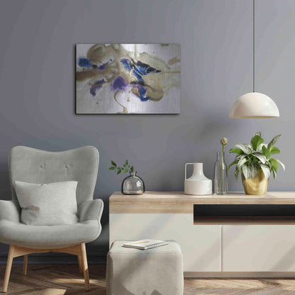 Luxe Metal Art 'Gold In Blue Watercolor Abstract 2' by Irena Orlov Metal Wall Art,24x16