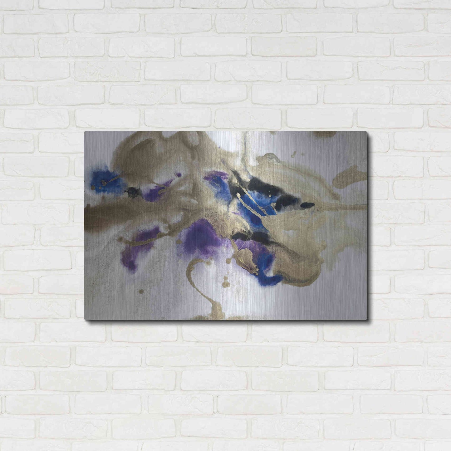Luxe Metal Art 'Gold In Blue Watercolor Abstract 2' by Irena Orlov Metal Wall Art,36x24