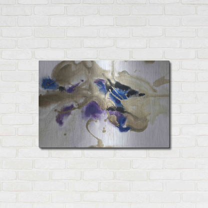 Luxe Metal Art 'Gold In Blue Watercolor Abstract 2' by Irena Orlov Metal Wall Art,36x24