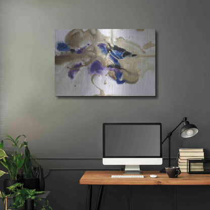 Luxe Metal Art 'Gold In Blue Watercolor Abstract 2' by Irena Orlov Metal Wall Art,36x24