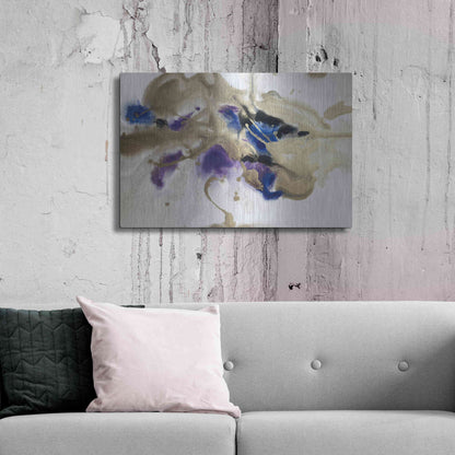 Luxe Metal Art 'Gold In Blue Watercolor Abstract 2' by Irena Orlov Metal Wall Art,36x24