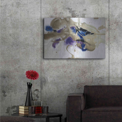 Luxe Metal Art 'Gold In Blue Watercolor Abstract 2' by Irena Orlov Metal Wall Art,36x24