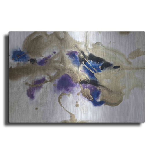 Luxe Metal Art 'Gold In Blue Watercolor Abstract 2' by Irena Orlov Metal Wall Art